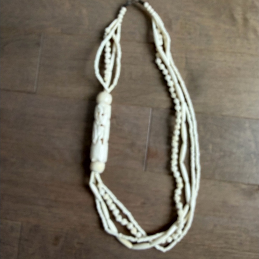Elegant White Ivory Bone Beaded Necklace